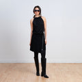 TUKUAN Black Wool Versatile Wrap Overskirt