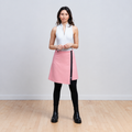 TUKUAN pink knee-length wrap skirt, front view, one size fits 4–14, designed and made in Quebec, Canada.