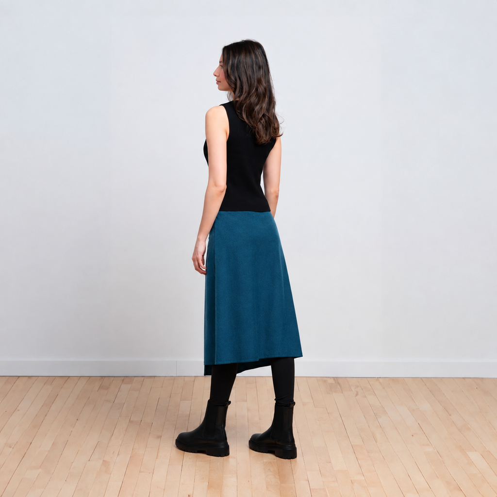 TUKUAN Teal Mid-Calf Versatile Overskirt