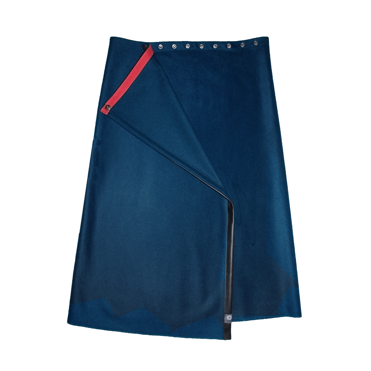 TUKUAN teal mid-calf versatile overskirt, one size fits 4–14, designed and made in Quebec, Canada.